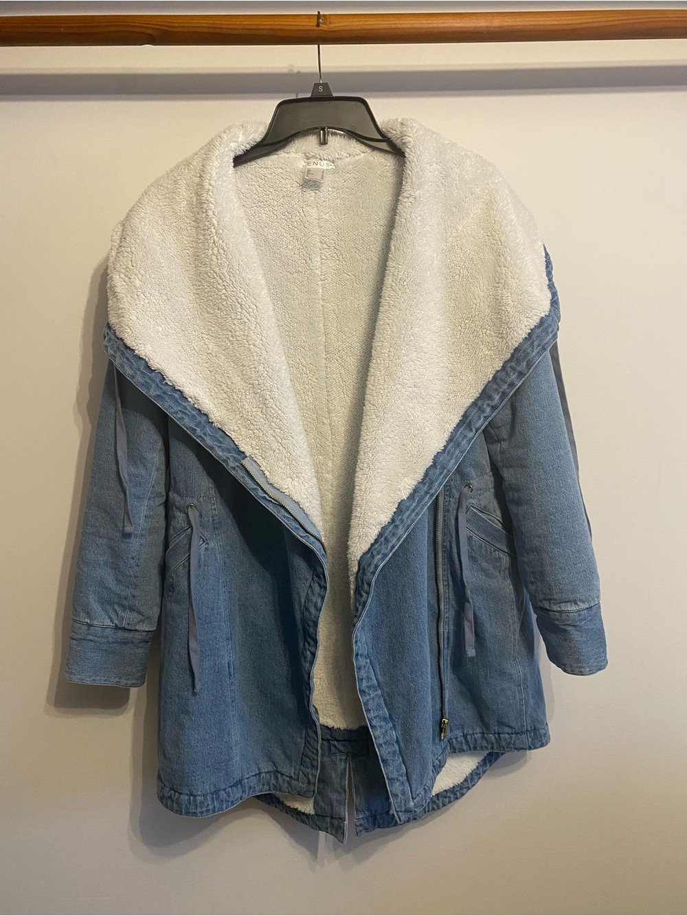 Women's Light Blue Denim Jacket with White Sherpa Lining